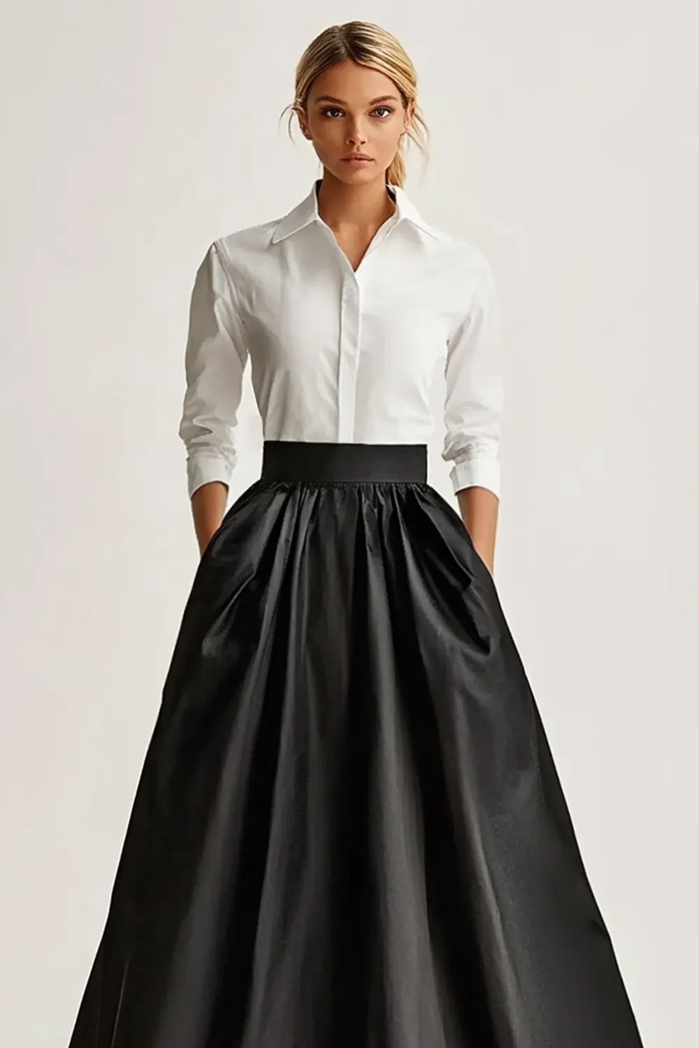 A Line Long Sleeve Black Formal Dress with Pockets