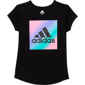 Adidas Big Girl's Rainbow Logo Graphic Pint Cotton Active T-Shirt