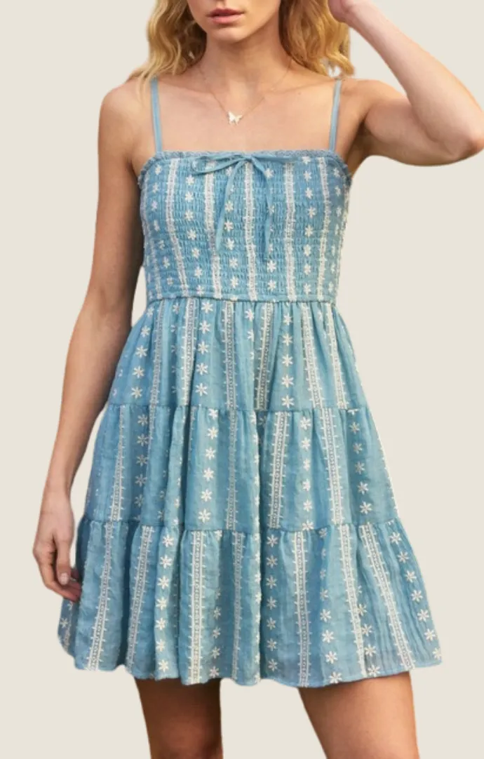 Azalea Light Blue Eyelet Dress