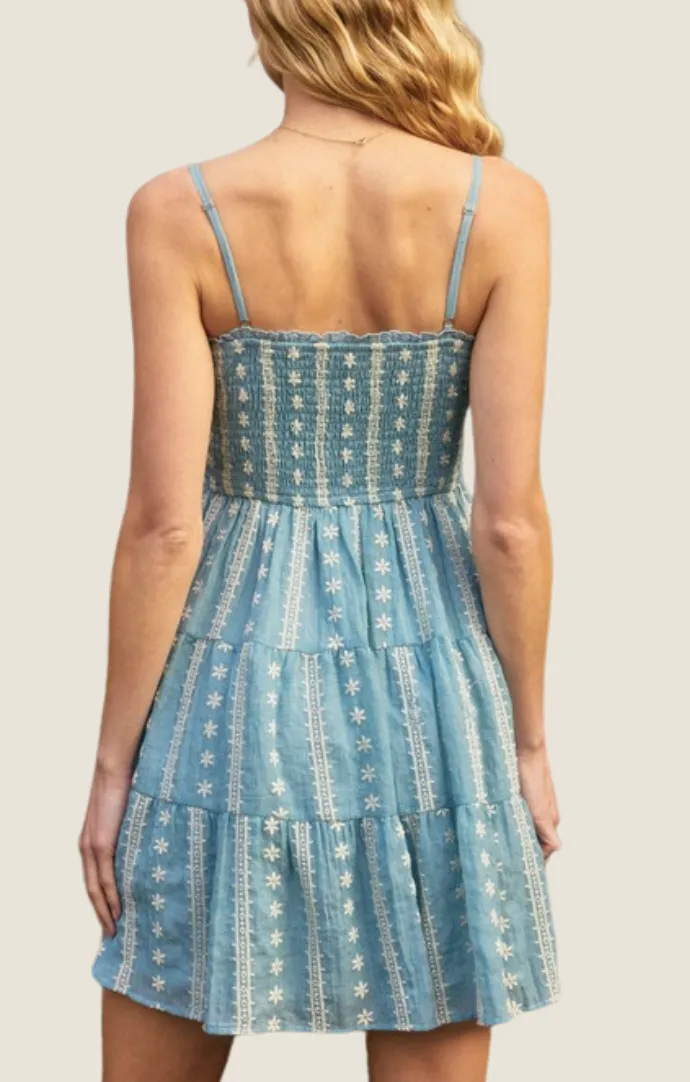 Azalea Light Blue Eyelet Dress