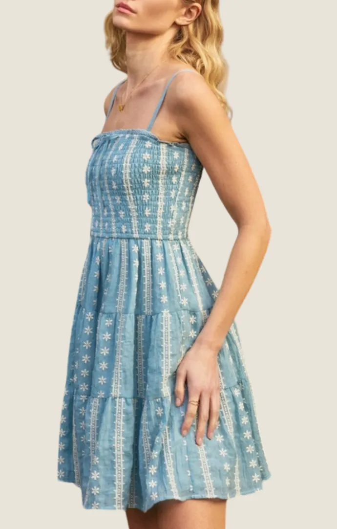 Azalea Light Blue Eyelet Dress