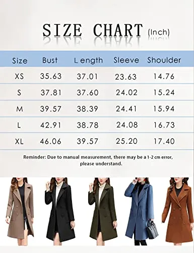 Bankeng Women's Elegant Wool Blend Coat Mid-Length Slim Fit Notched Lapel Warm Winter Coats(Z-Camel,S)