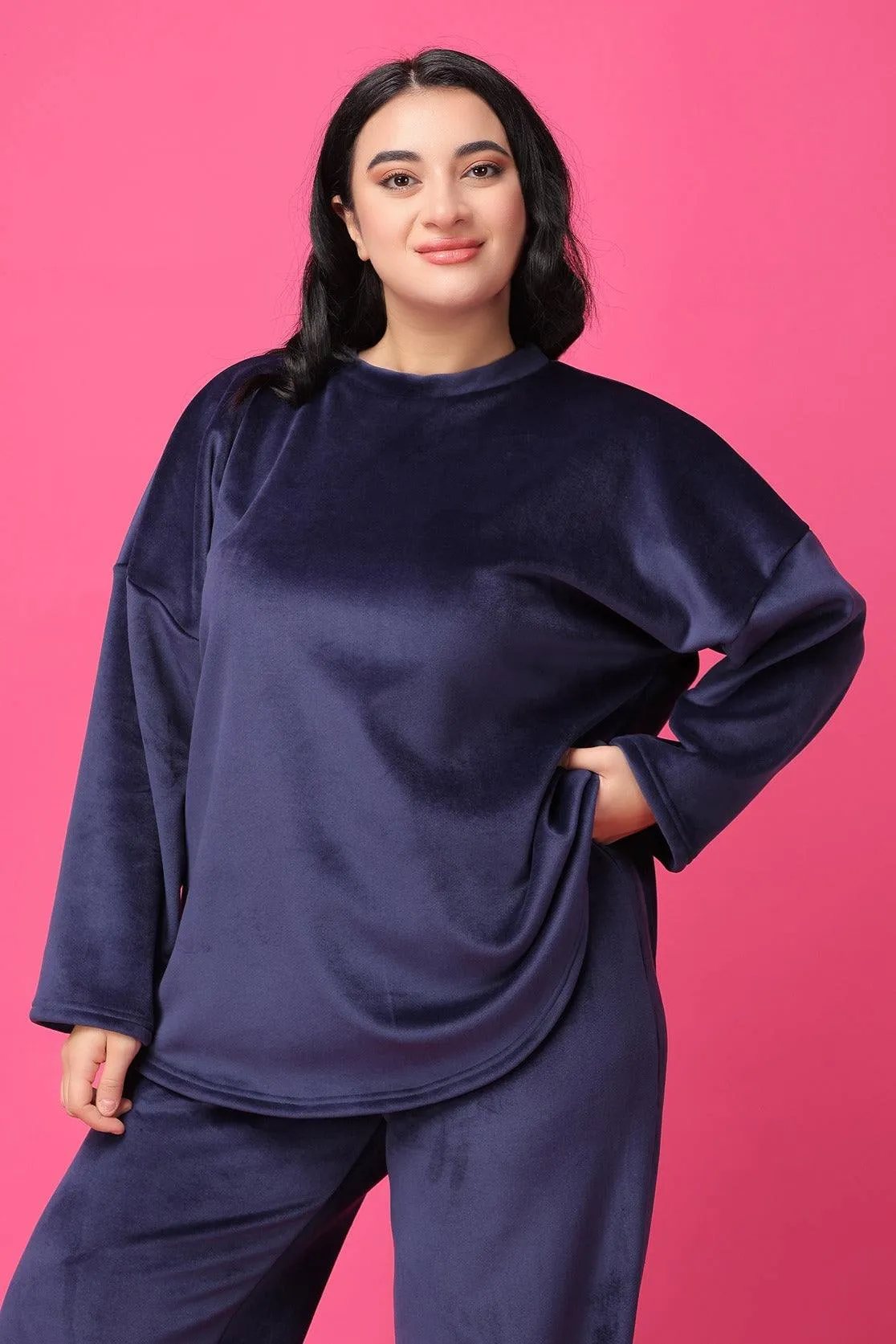 Blue Solid Winter Top