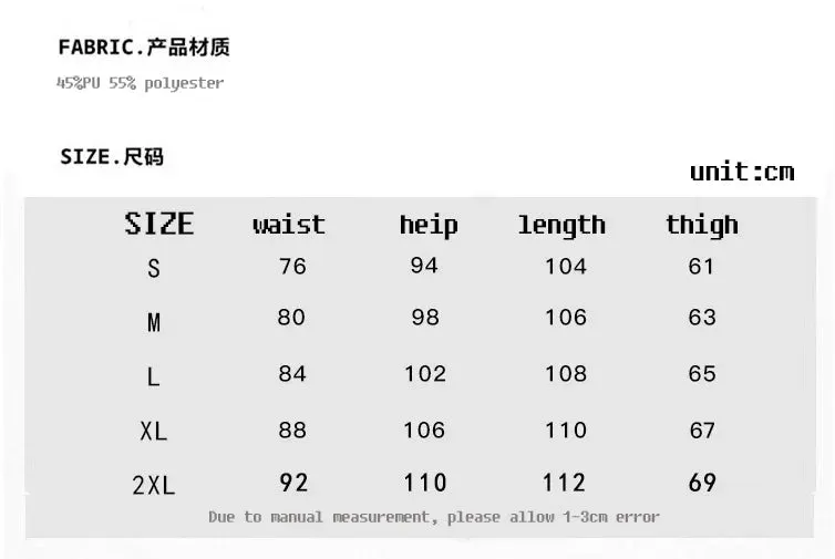 BONSIR  -  Autumn Winter Men's Leather Motorcycle Pants Black Punk PU Pants Men Women Straight Mopping Trousers Streetwear Waterproof