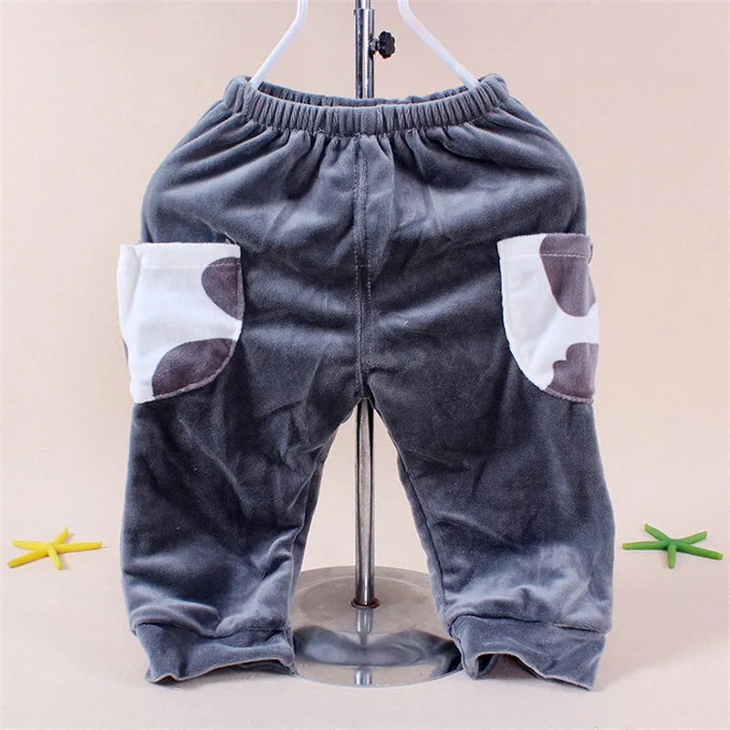 Cartoon Plush Long-Sleeved Sweatshirt with Hoodie and Pants - Set for Baby and Kids