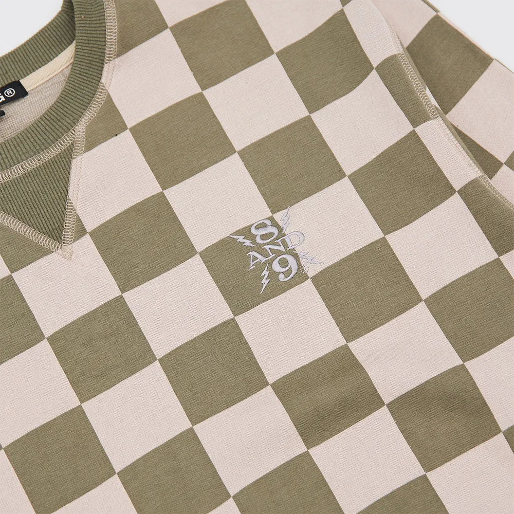 Checks Crewneck Sweatshirt Checkered Cream