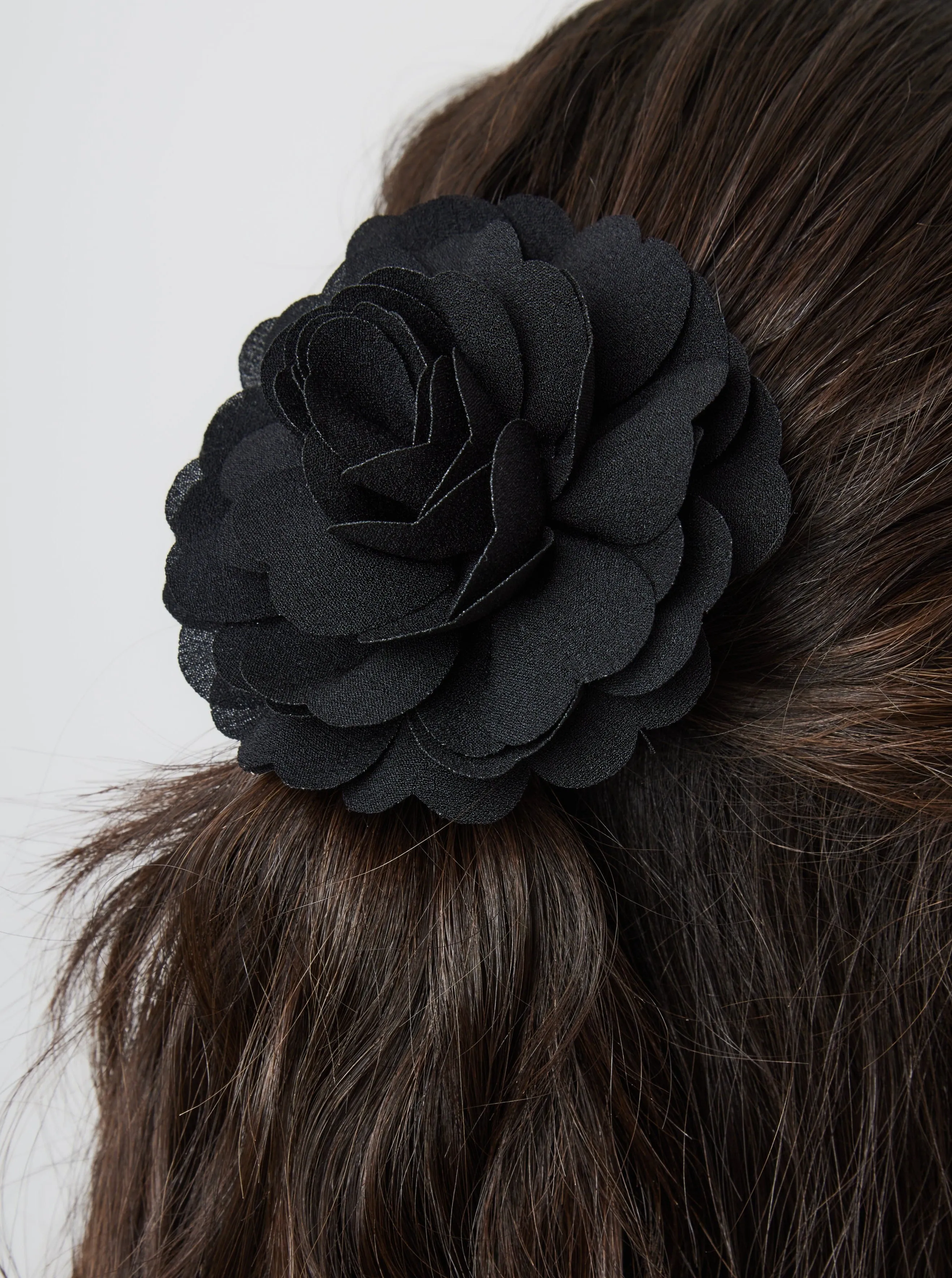 Chiffon Flower Hair Clip in Black