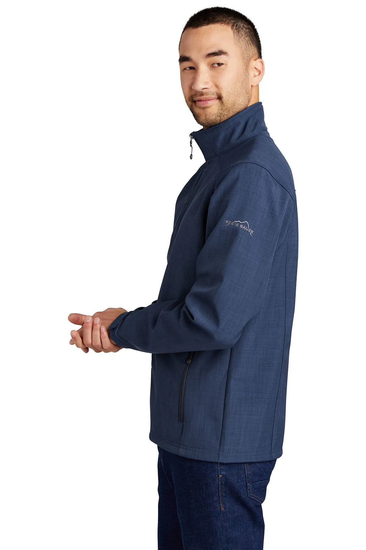 Eddie Bauer Shaded Crosshatch Custom Soft Shell Jackets, Blue