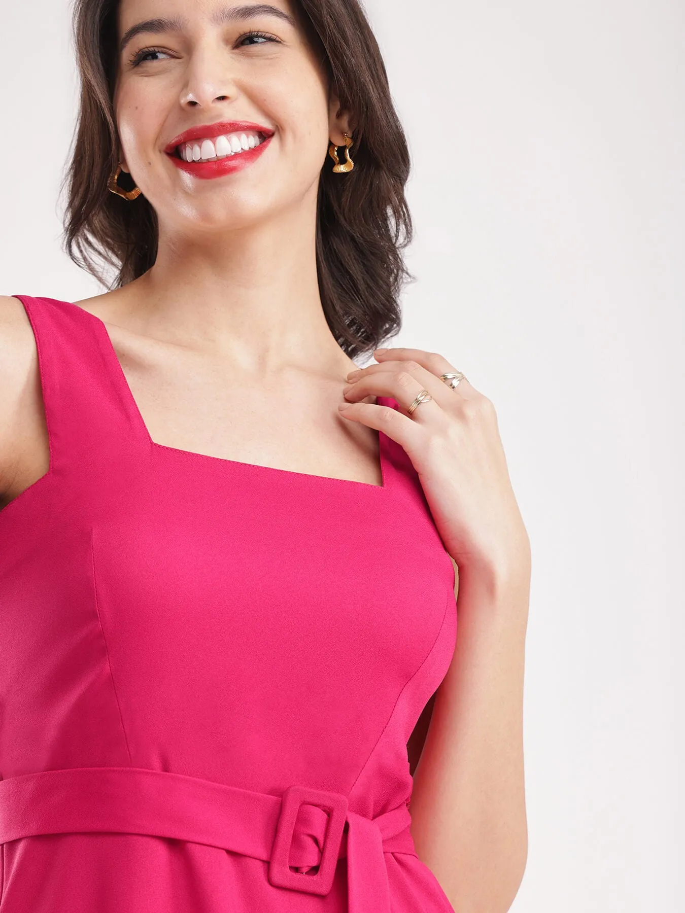 Fit And Flare Dress - Fuchsia