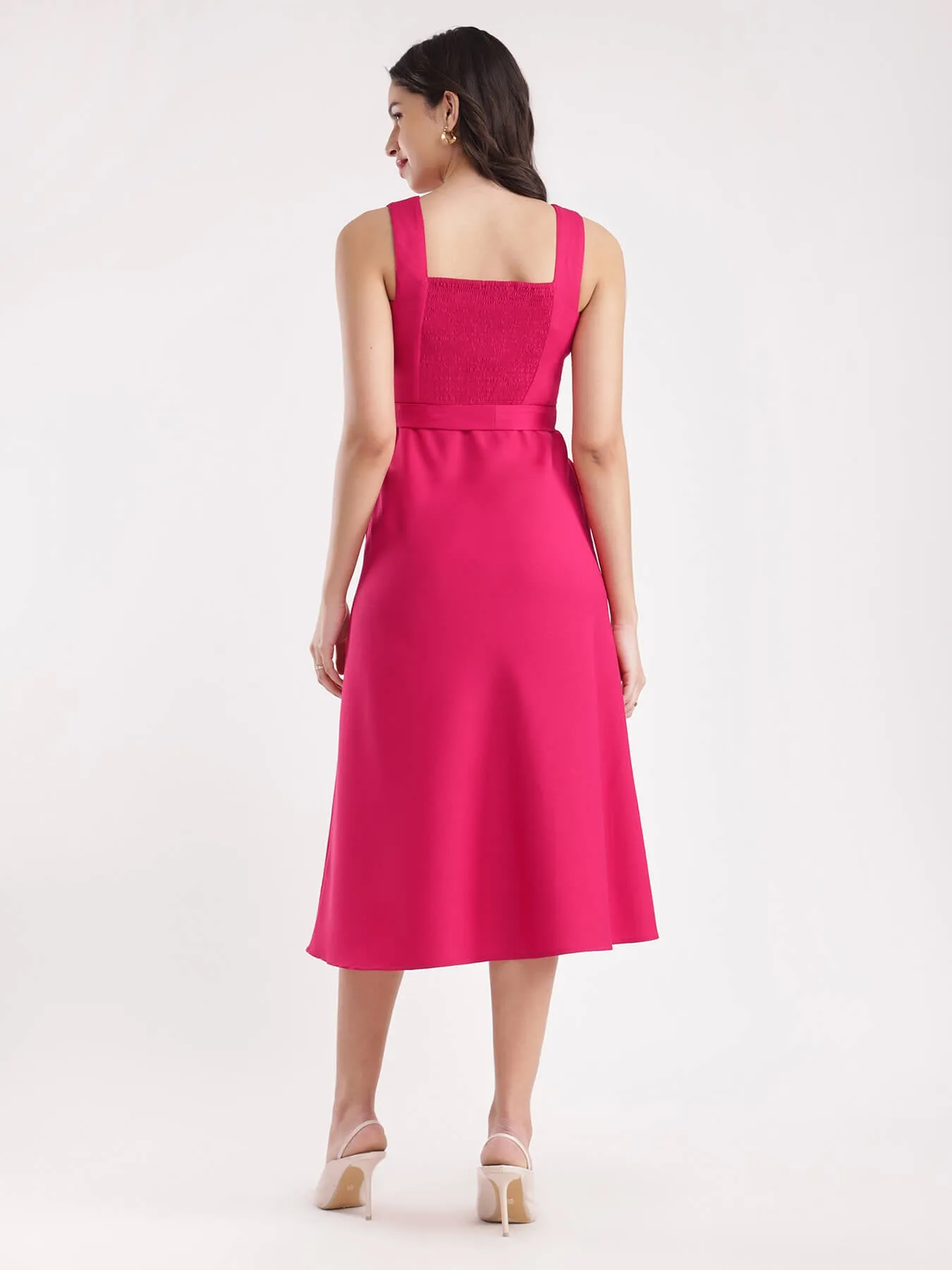 Fit And Flare Dress - Fuchsia