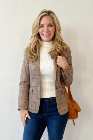 Gretchen Scott Preppy Plaid Blazer - Khaki/Navy