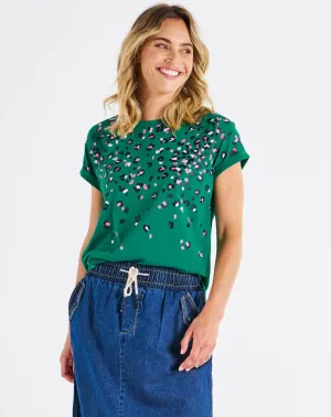 Hailey Short Sleeve Tee - Green Animal