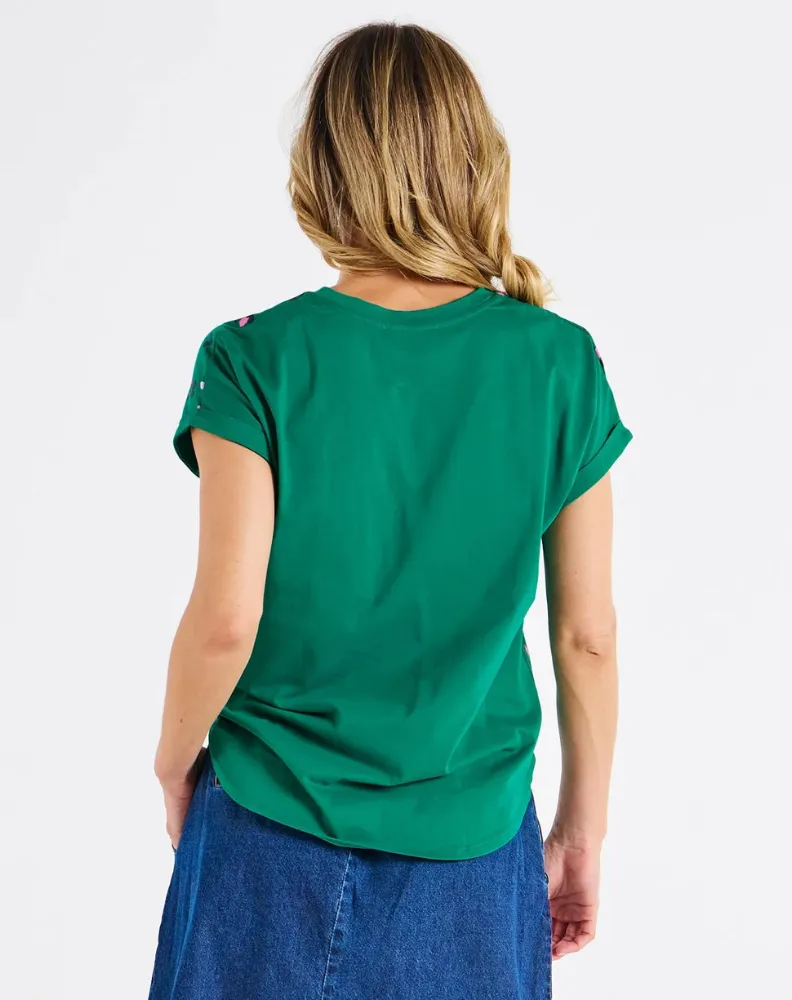 Hailey Short Sleeve Tee - Green Animal