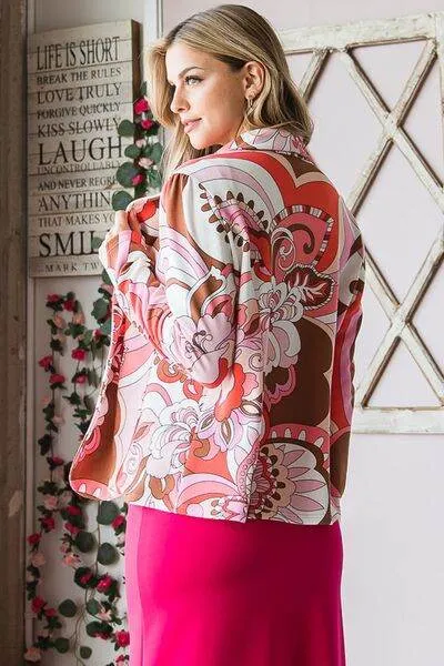 Heimish Full Size Shawl Floral Open Blazers Plus Size