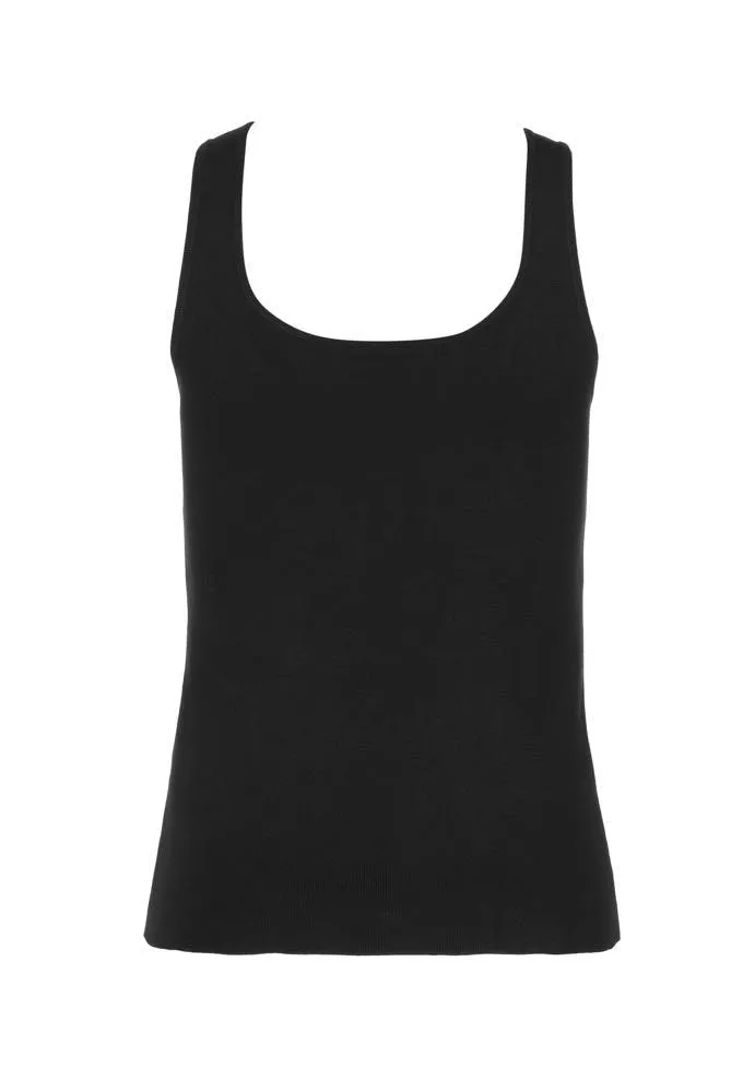 High Low Knit Tank - Black