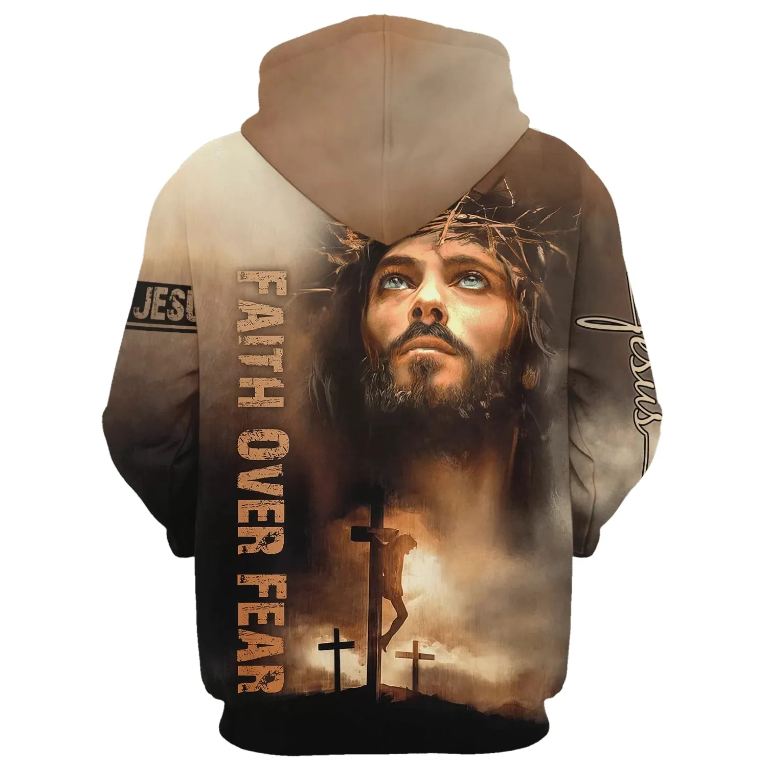 Jesus Faith Over Fear 3D Hoodies Jesus Hoodie Men & Women Christian Hoodie 3D Printed Hoodie