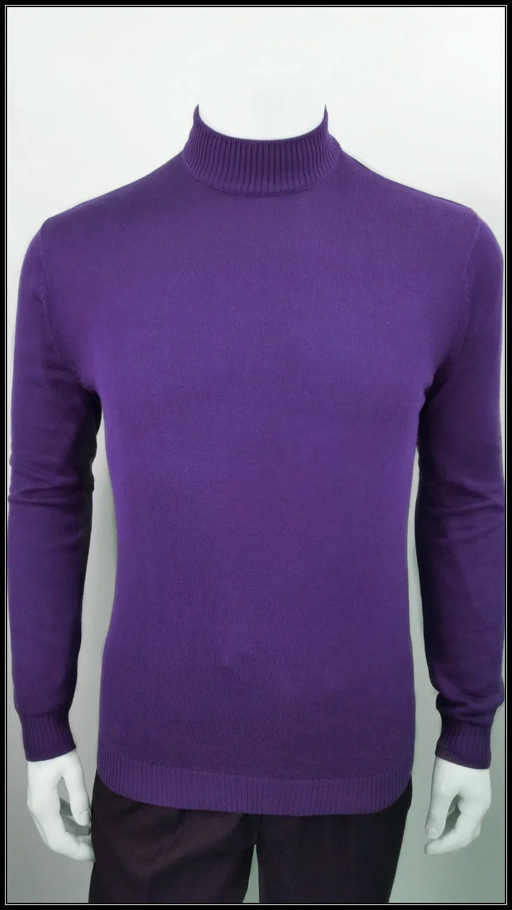 Lavane' 501M L/S Slim Fit Mock Neck Purple