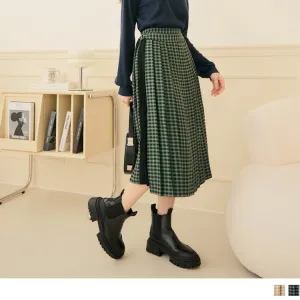 MEDIUM WAIST CHECKED CONTRAST COLOR PATCHED SKIRTS