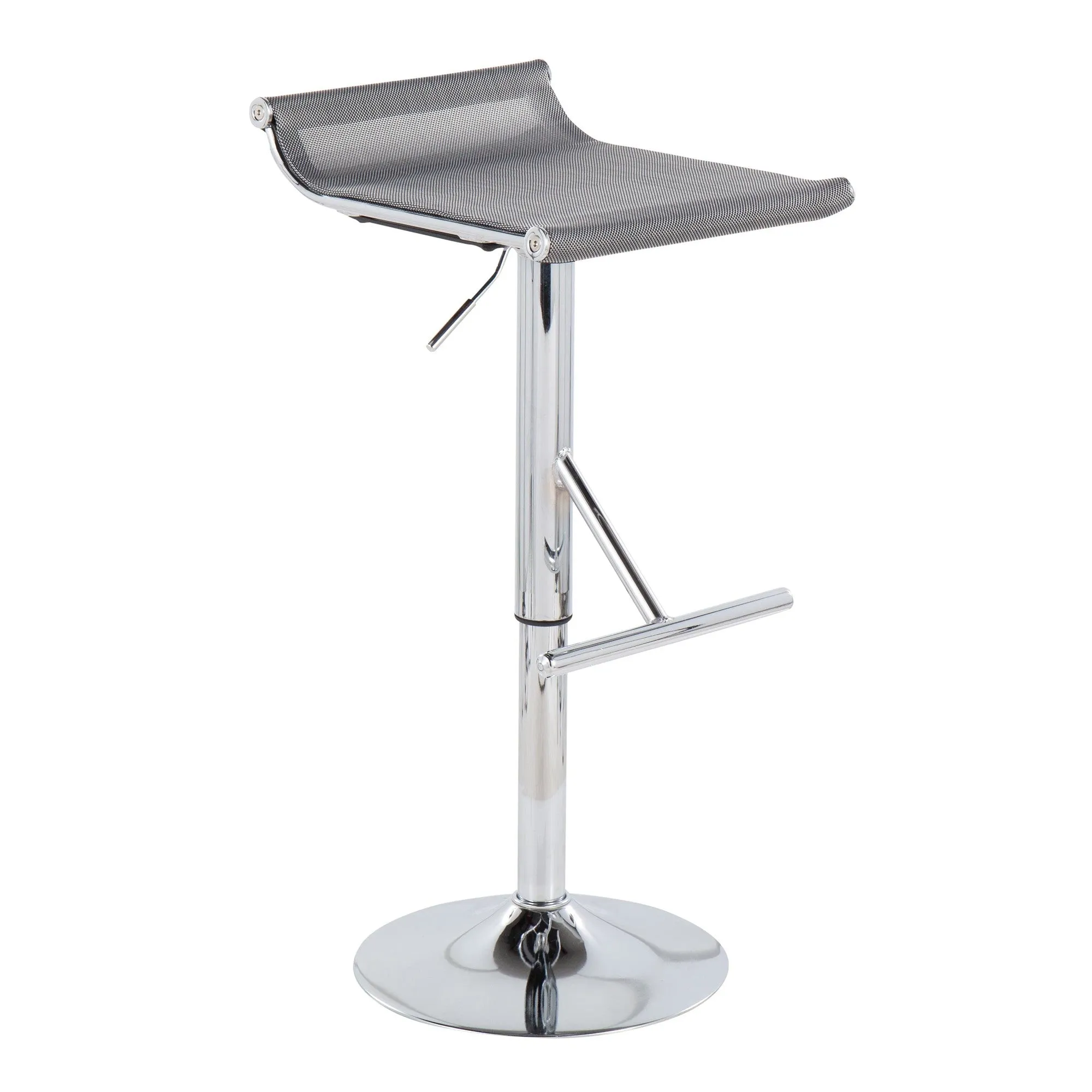 Mirage Ale Contemporary Adjustable Bar Stool in Chrome and Silver Mesh by LumiSource