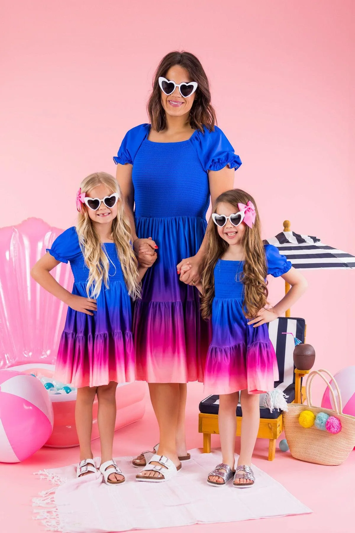 Mom & Me - Blue Sunset Ruffle Dress