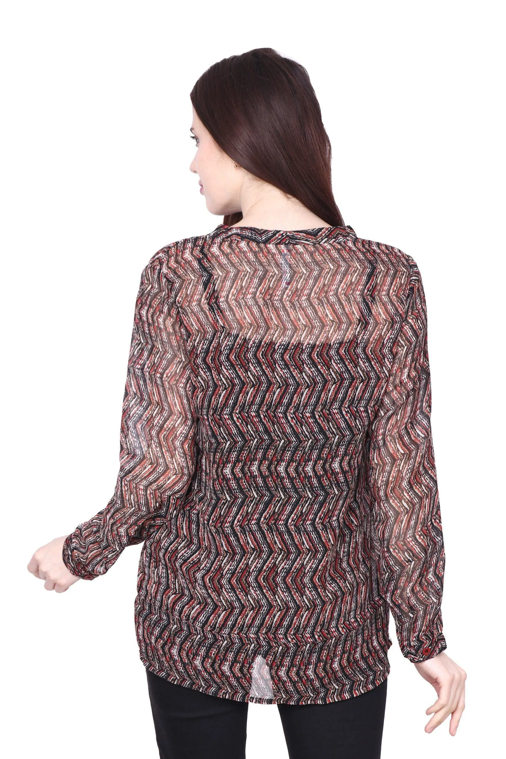 Multilcolored Zig Zag Printed Top