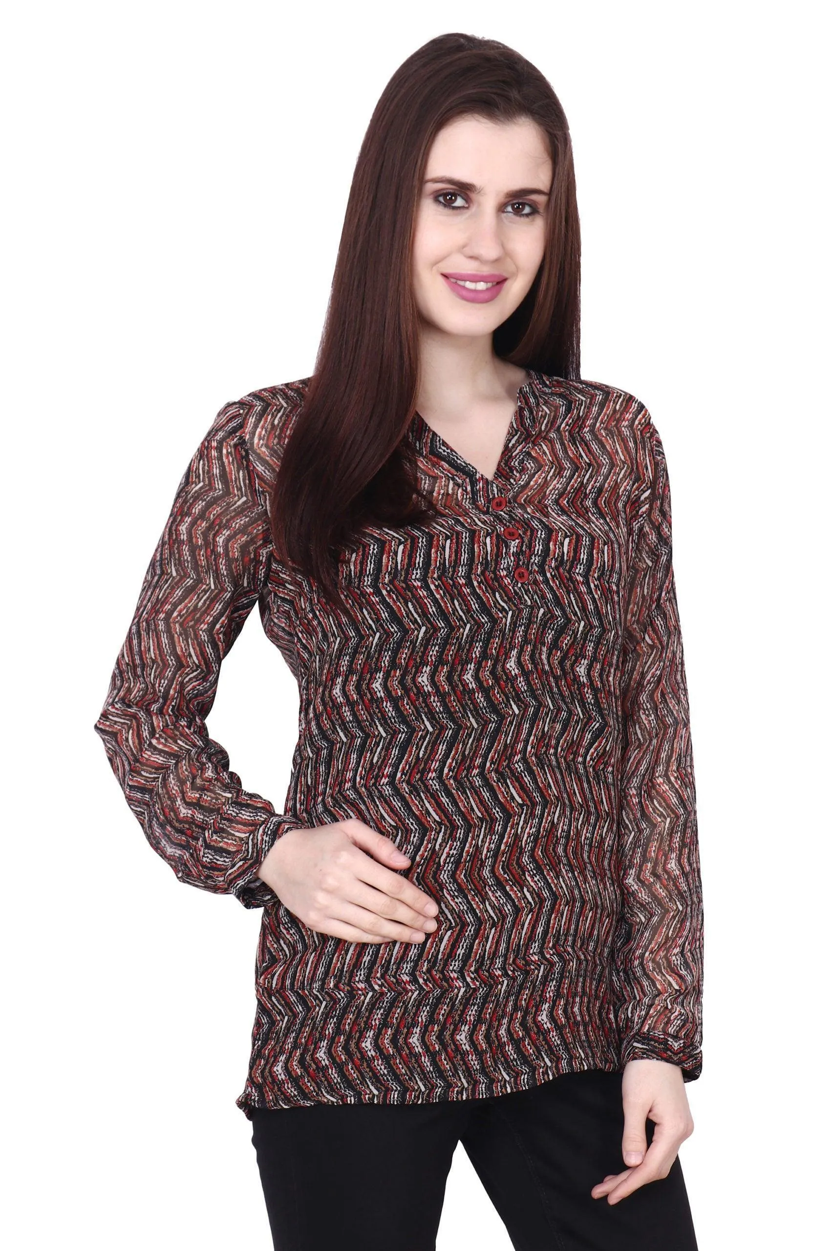 Multilcolored Zig Zag Printed Top