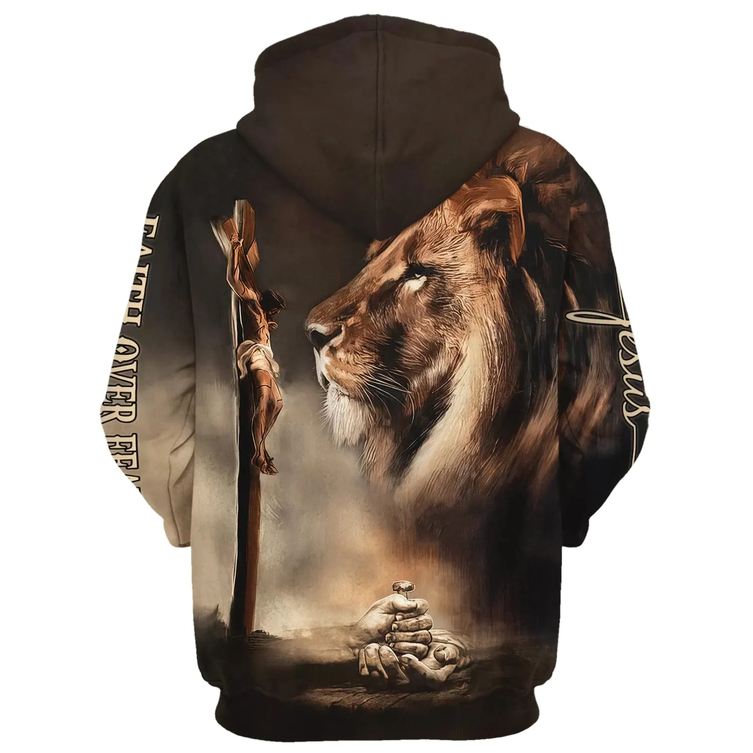 Nail The Hand Of Jesus And Lion Hoodies Jesus Hoodie Men & Women Christian Hoodie 3D Printed Hoodie