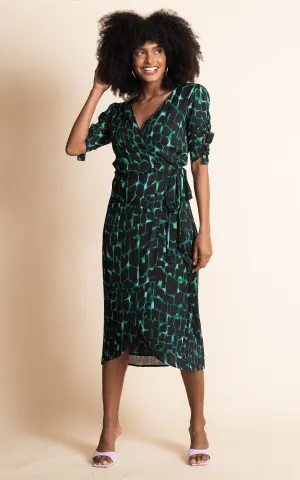 Olivera Midi Dress in Green Alligator