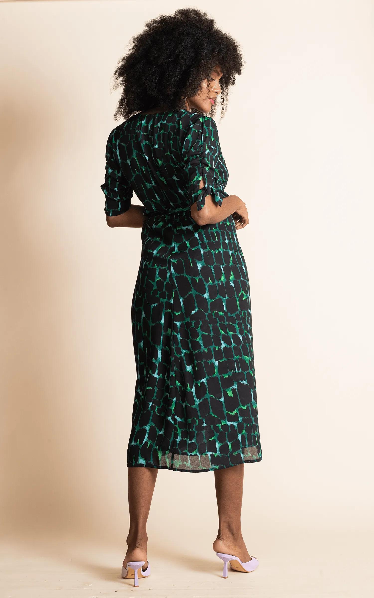 Olivera Midi Dress in Green Alligator