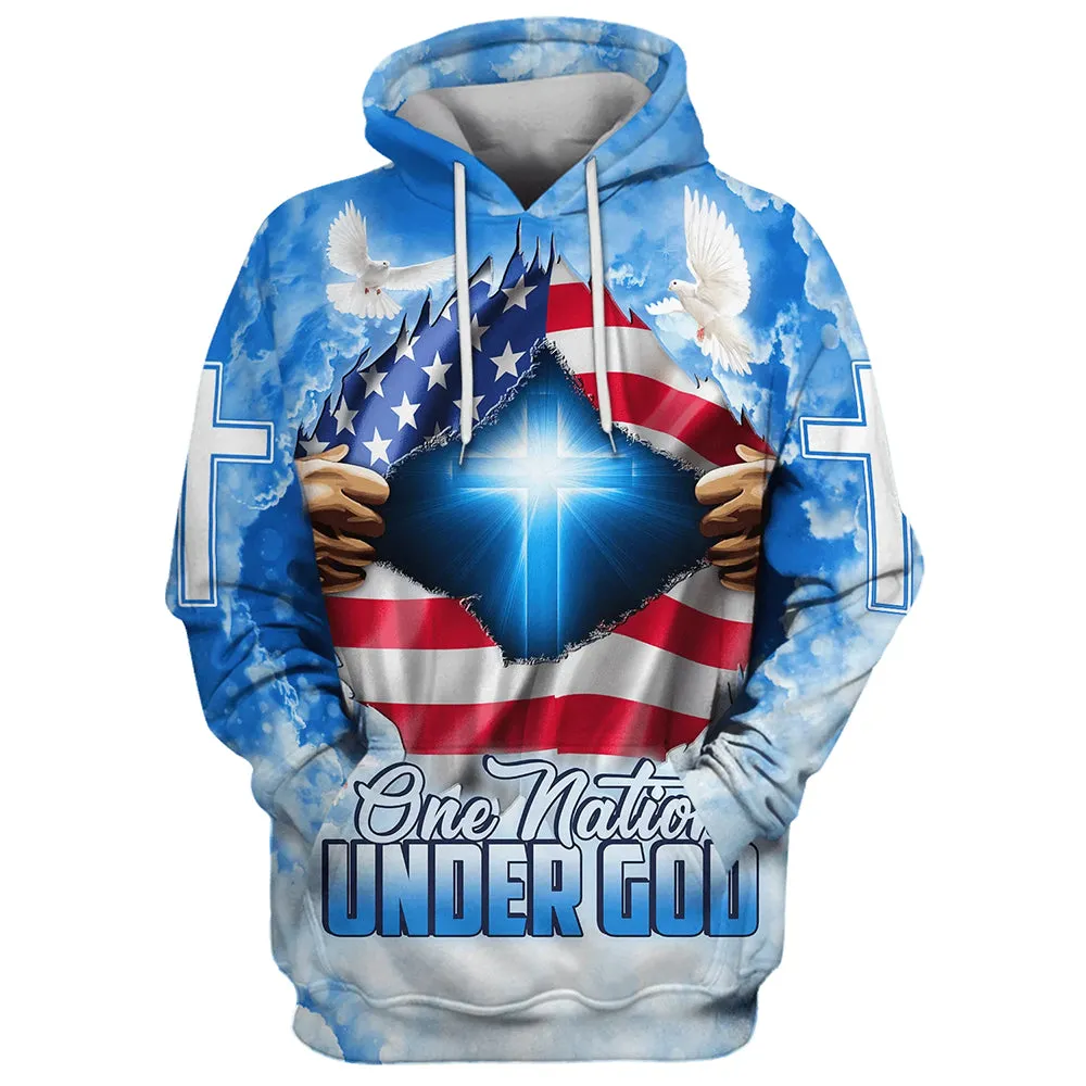 One Nation Under God 3D Hoodies Men & Women Christian Hoodie 3D Printed Hoodie