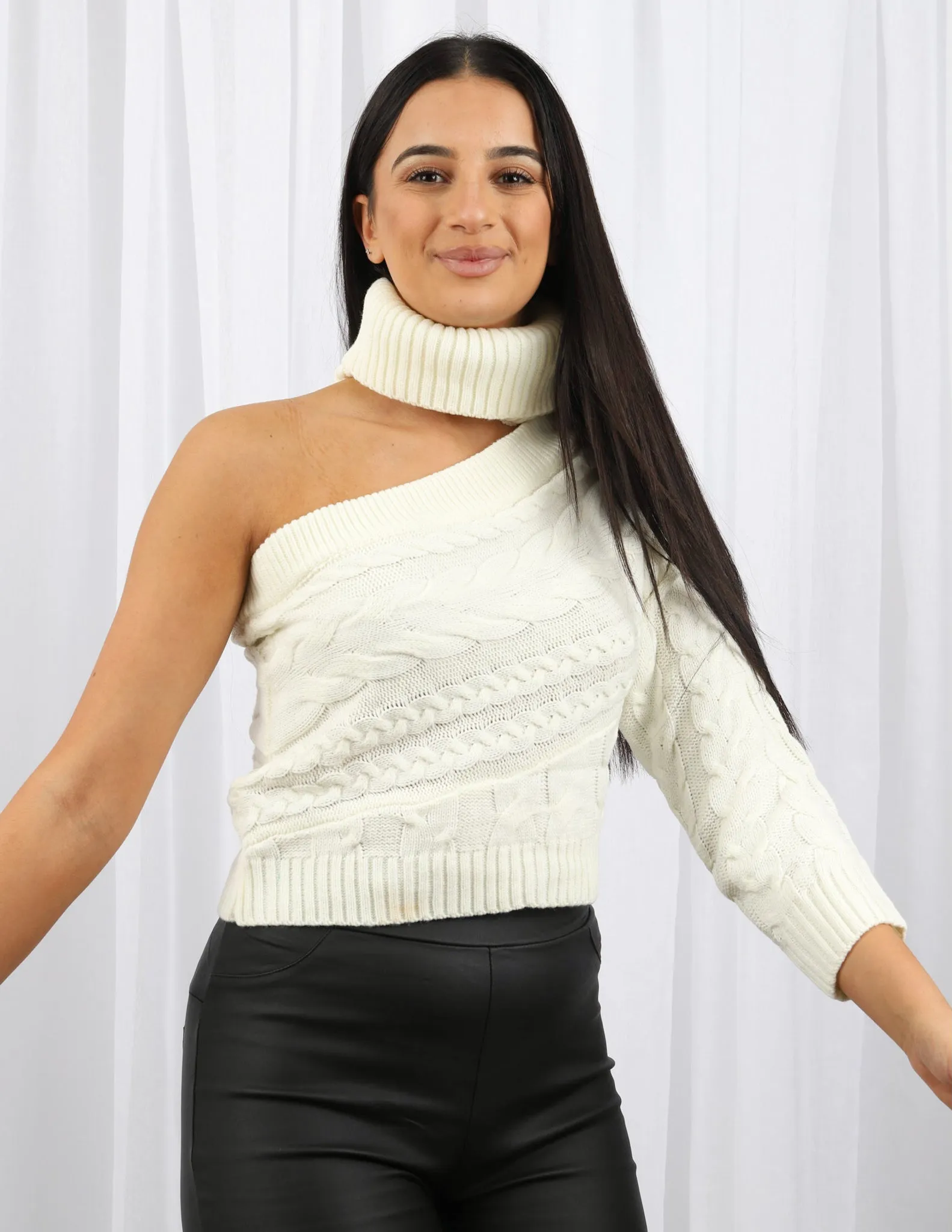 Open Shoulder Knit Top