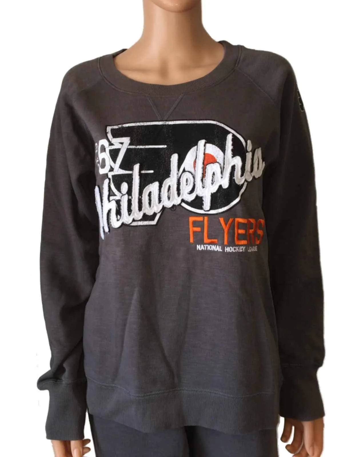 Philadelphia Flylers SAAG WOMENS Gray LS Crew Neck Pullover Sweatshirt (M)