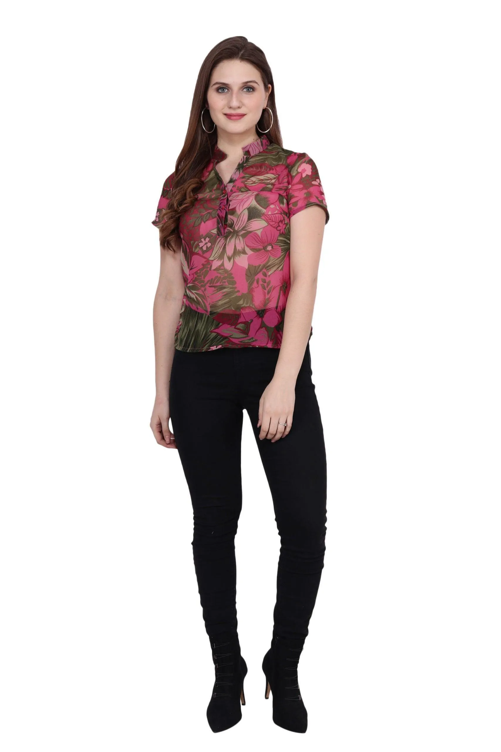 Pink Floral Printed Top