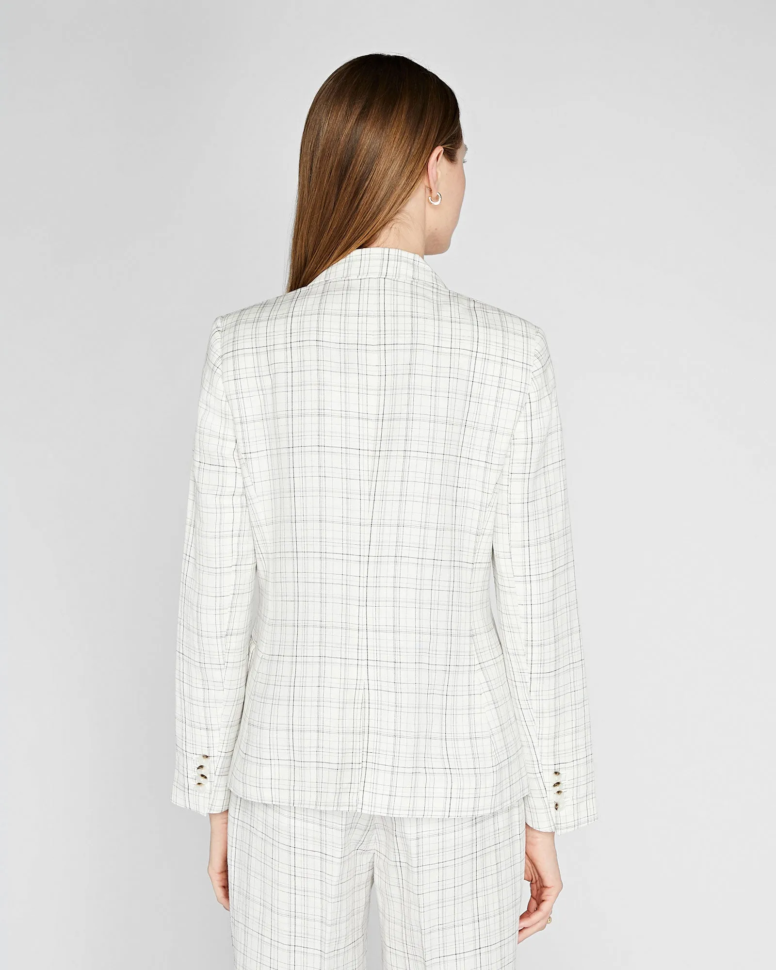 Plaid Signature Linen Blend Blazer