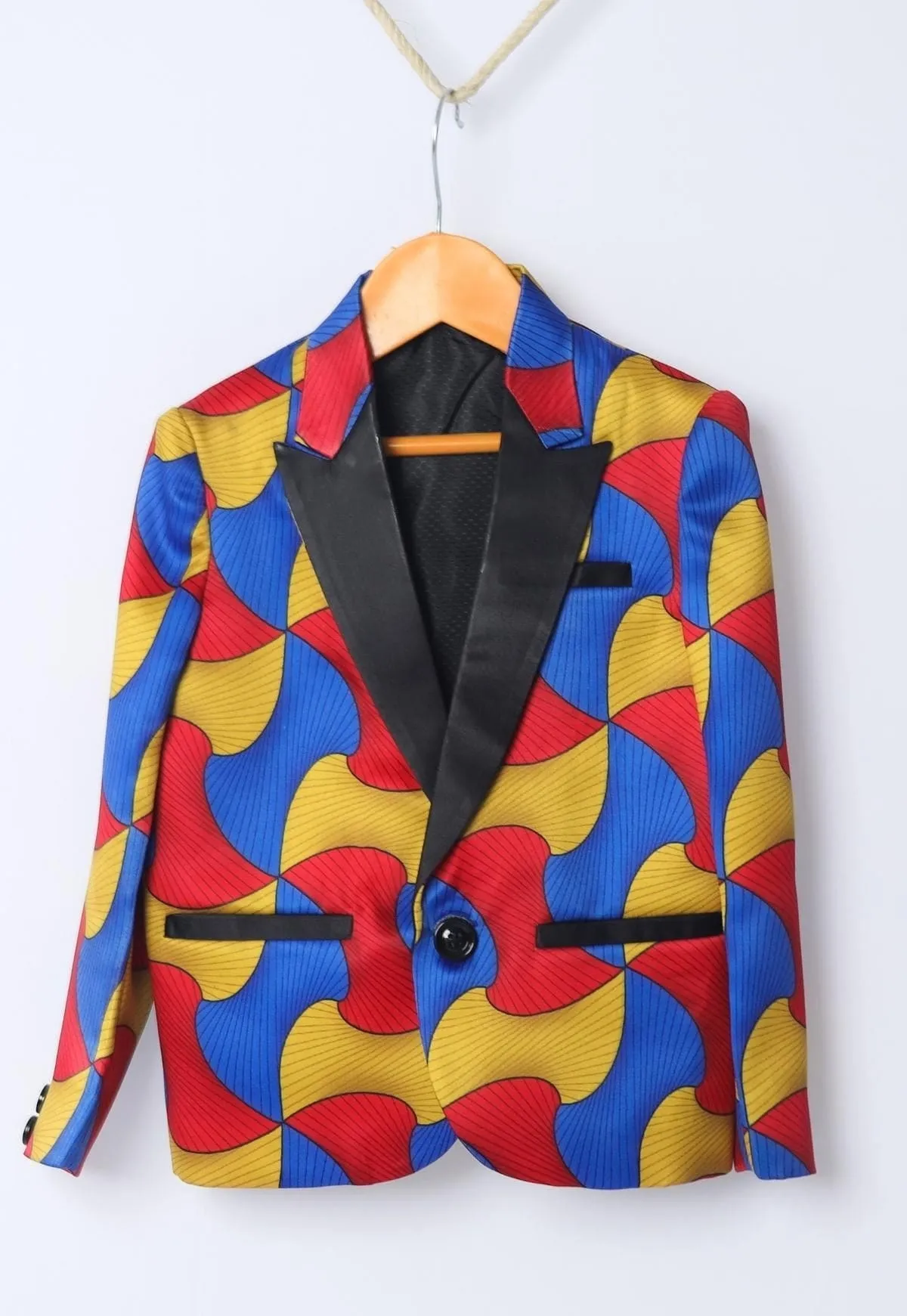 Pre-Order: Abstract Colourful Printed Satin Blazer Set