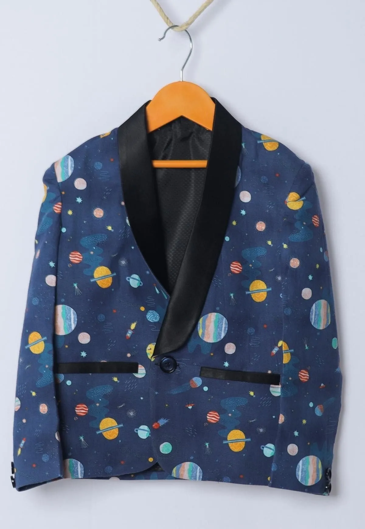 Pre-Order:  Planet Printed Pure Linen Blazer Only