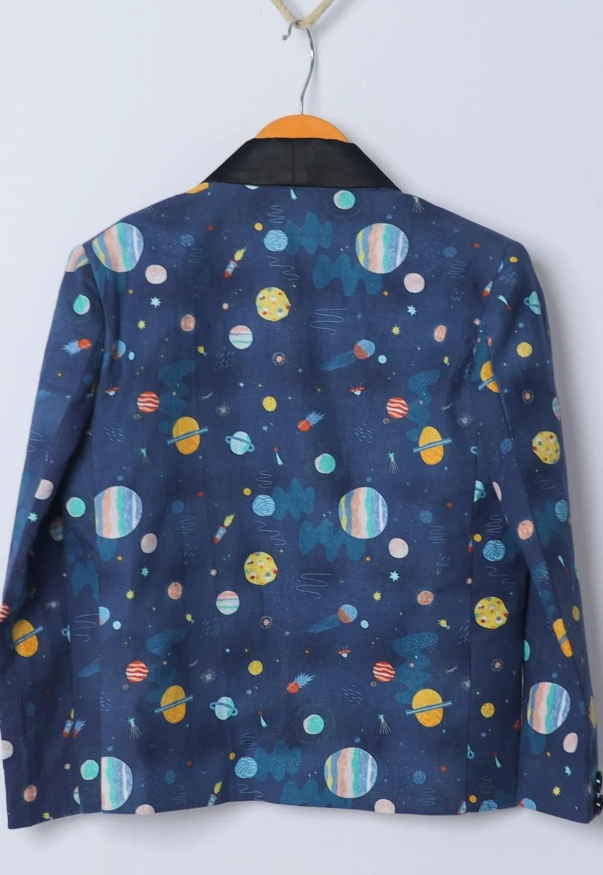 Pre-Order:  Planet Printed Pure Linen Blazer Only