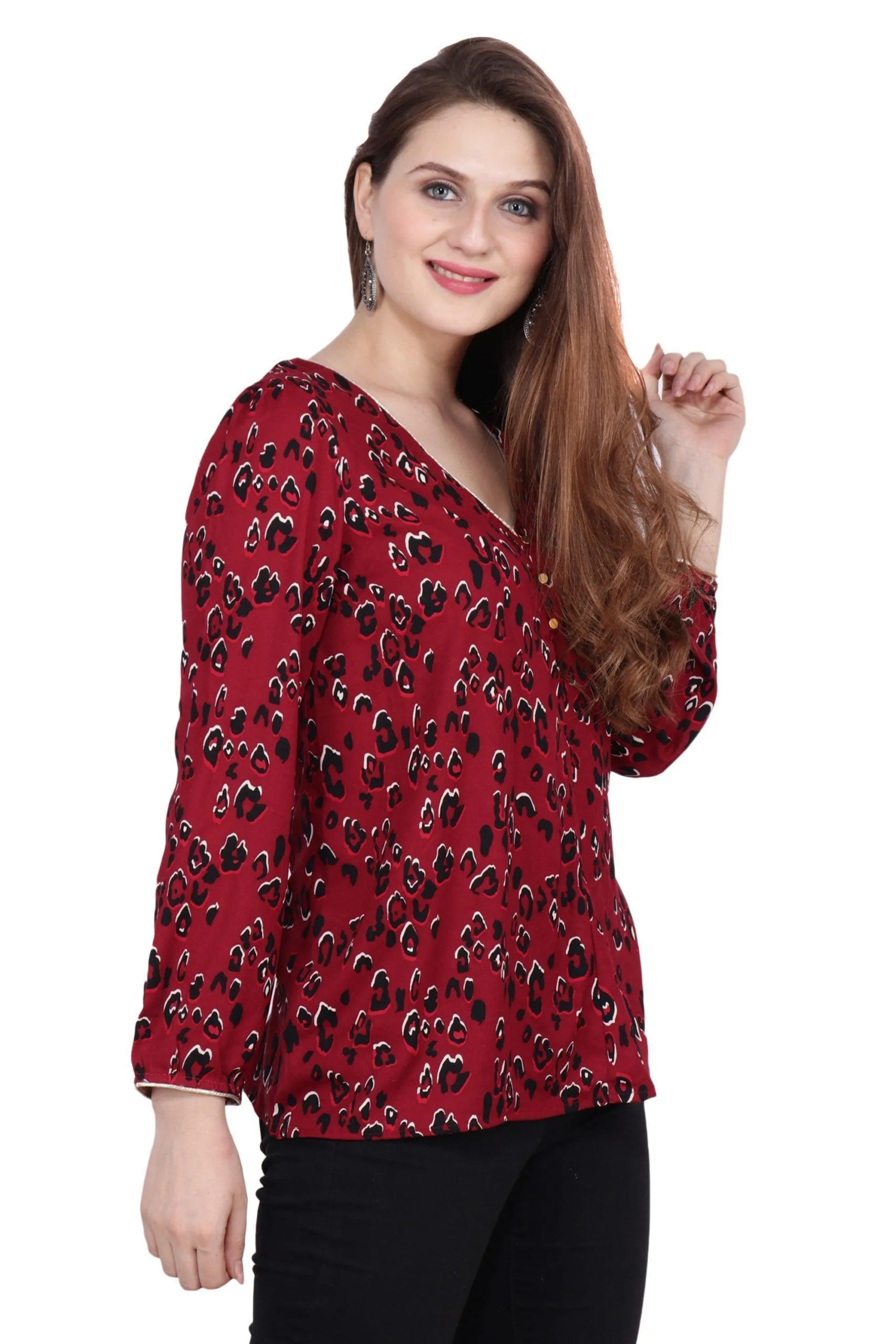 Red Leopard Printed Top