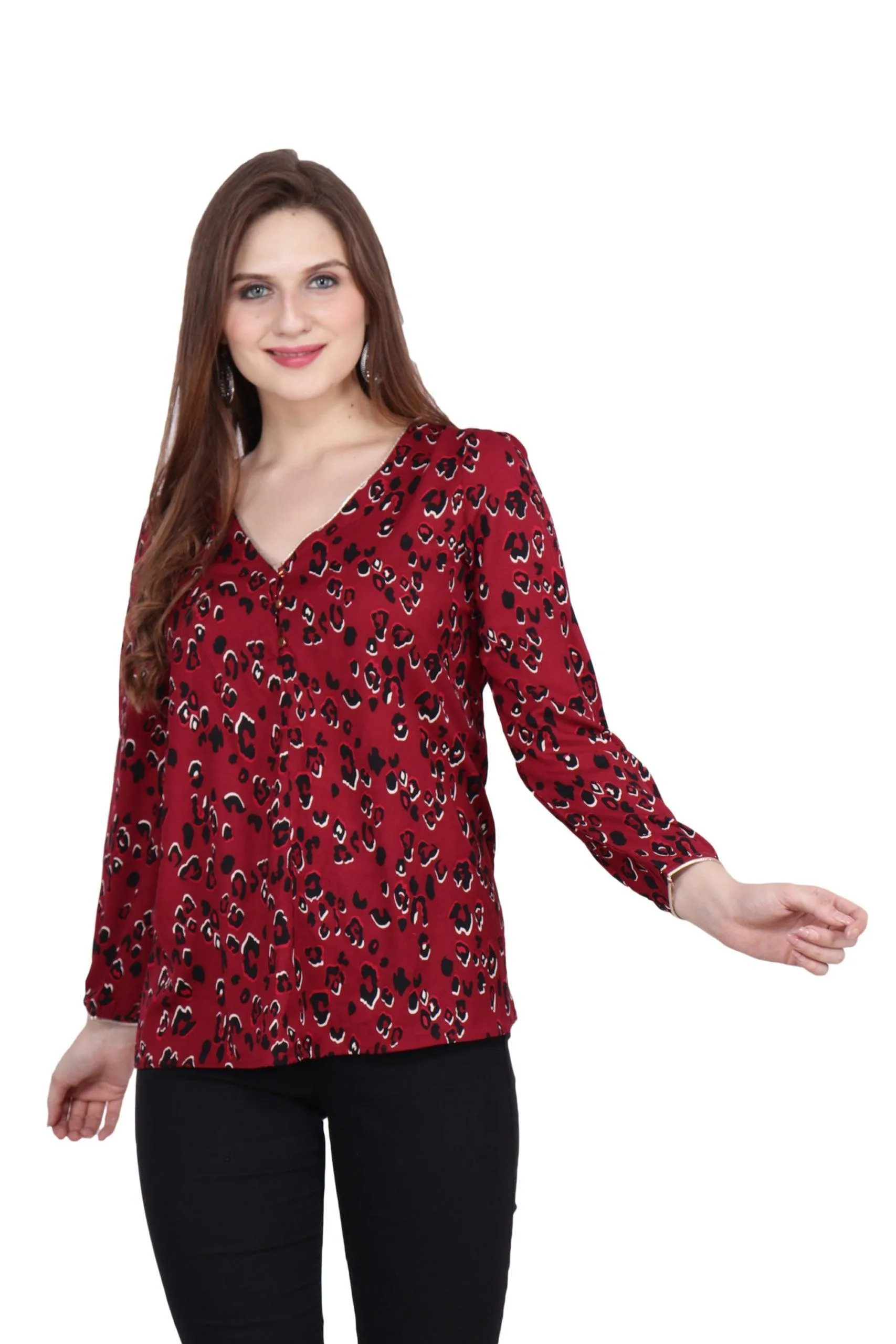 Red Leopard Printed Top