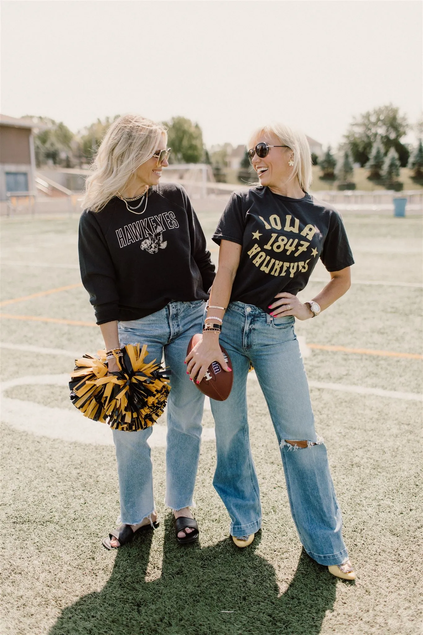 Retro Sport x Blond Genius - Iowa 'HAWKEYES' Crewneck Sweatshirt in Vintage Black