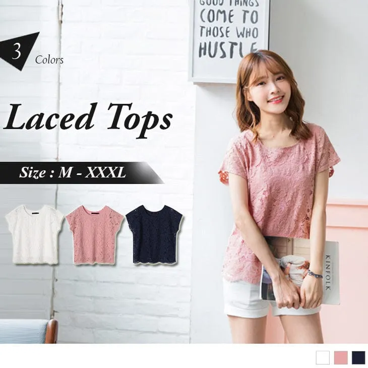 SHORT SLEEVE LACED TOPS