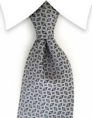 Silver and Gray Geometric Tie