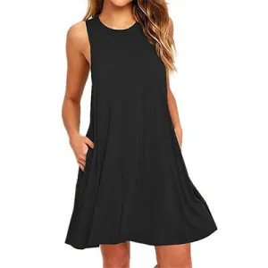 Sleeveless Pocket Tank Top Dress Hot Selling Women Pocket Dress