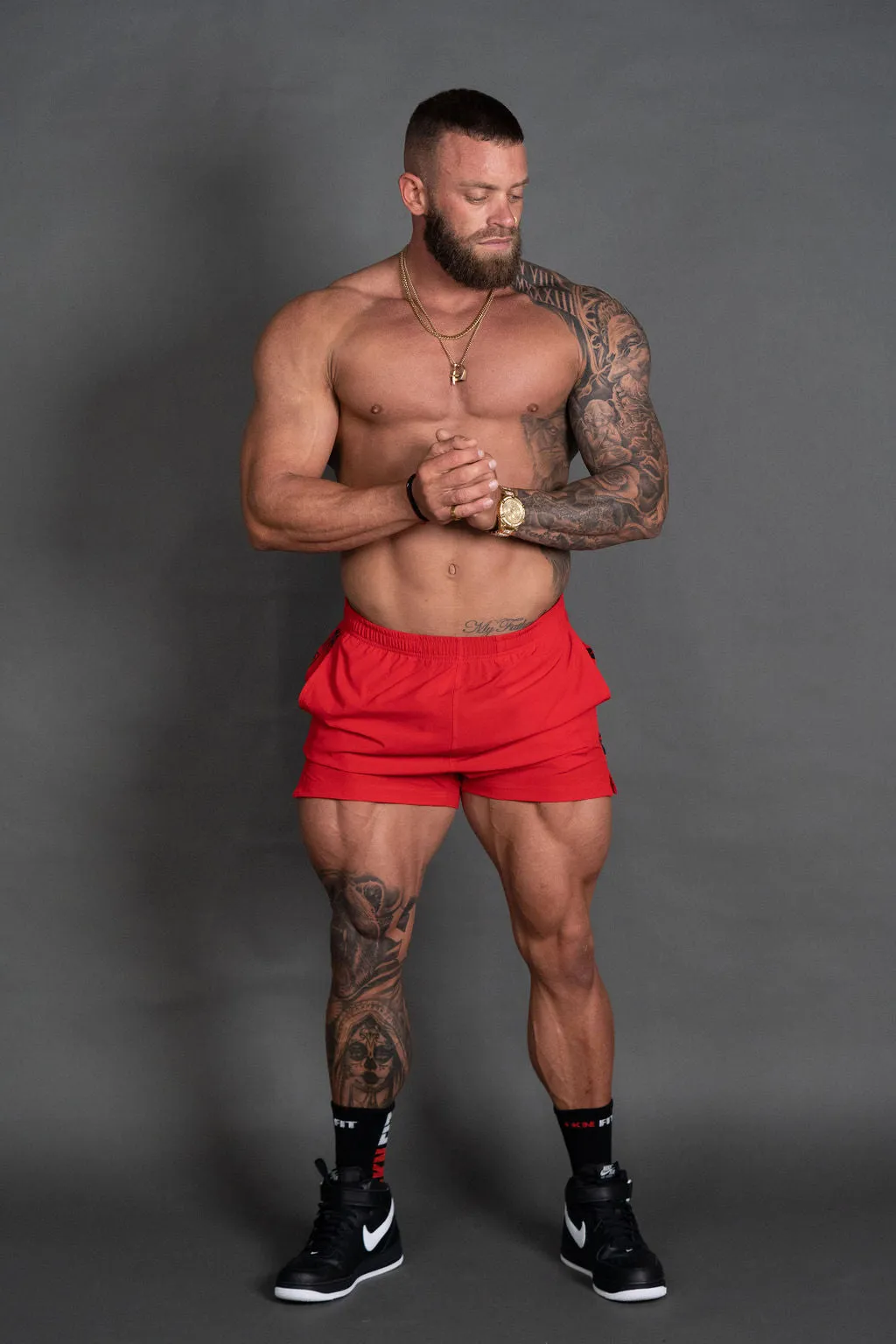 Steel HEIST | Men's Gym Shorts | Red