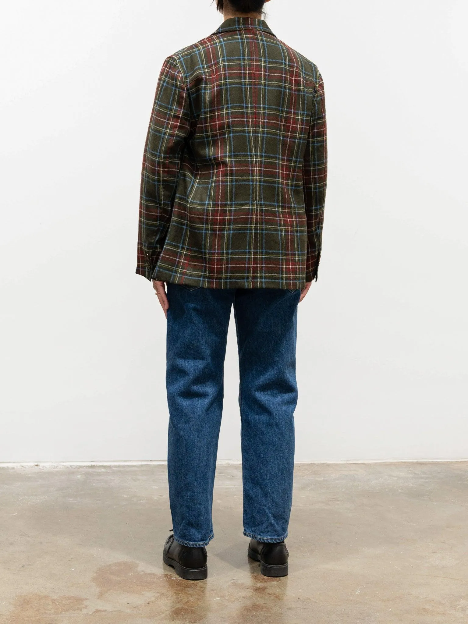 Tartan Plaid Wool Jacket - Olive