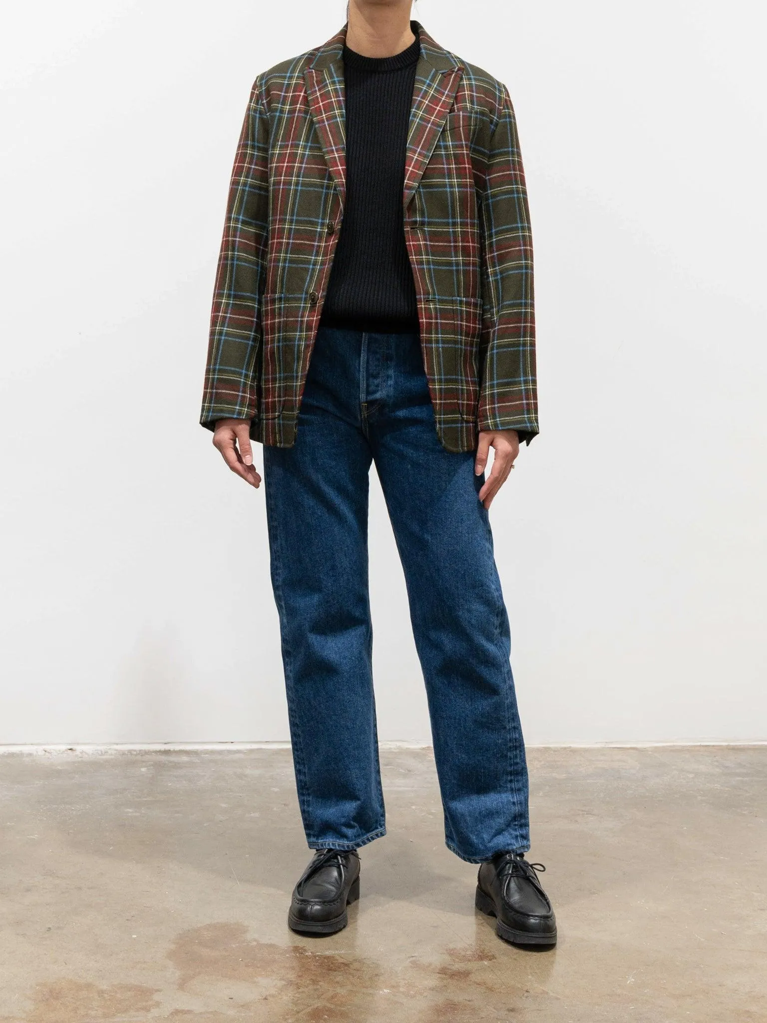 Tartan Plaid Wool Jacket - Olive