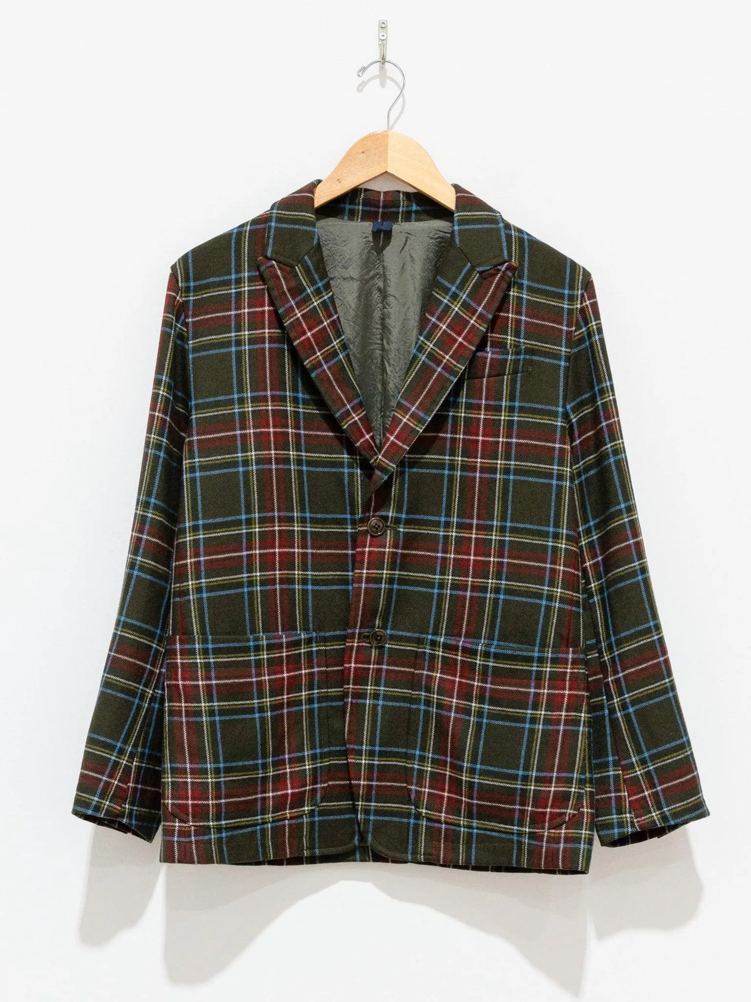 Tartan Plaid Wool Jacket - Olive