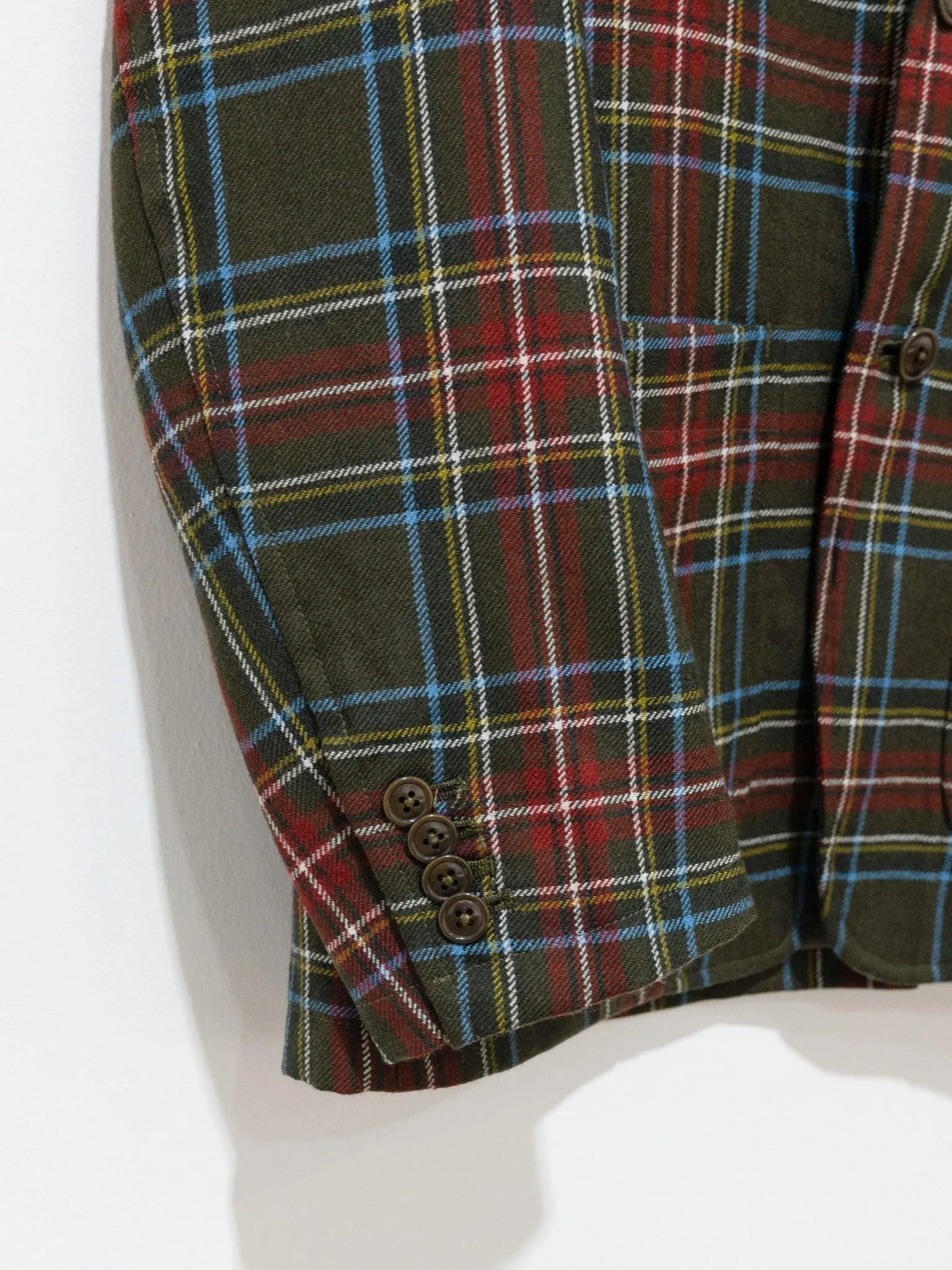 Tartan Plaid Wool Jacket - Olive