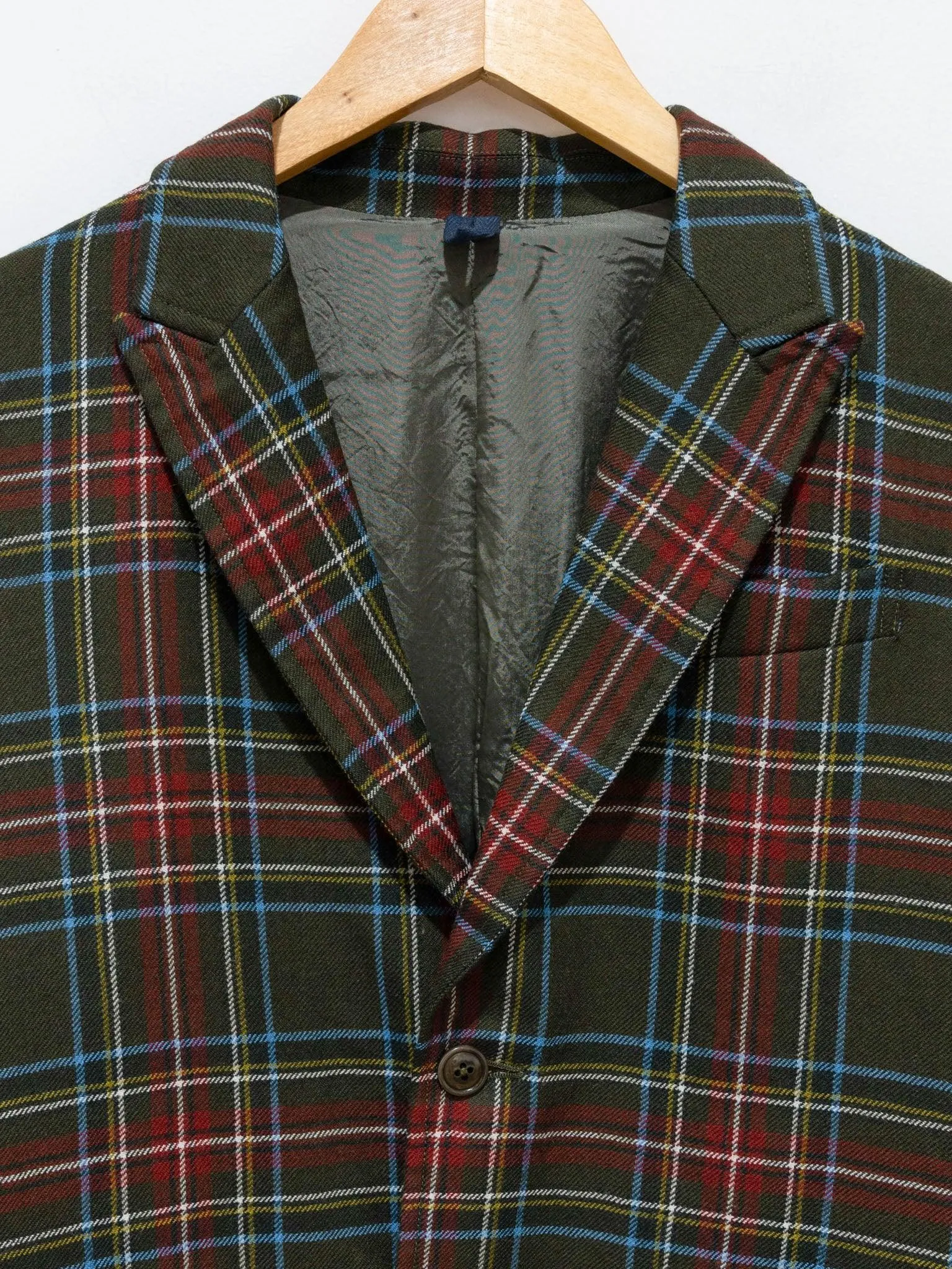 Tartan Plaid Wool Jacket - Olive