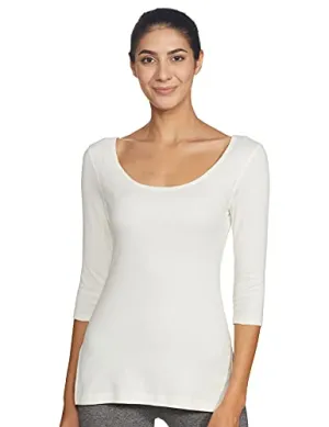 Van Heusen Women Anti Bacterial 3/4th Sleeve Thermal Vest - Round Neck, Super Soft_77402_Ivory_M